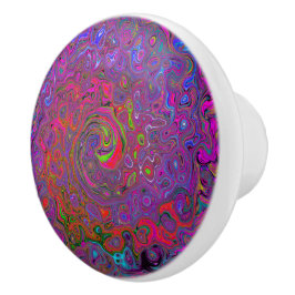Psychedelische Groovy Magenta Retro Vloeibare Draa Keramische Knop