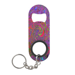 Psychedelische Groovy Magenta Retro Vloeibare Draa Mini Flessenopener