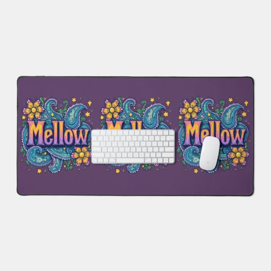 Psychedelische Groovy "Mellow" Retro Hippie Art Bureaumat (Keyboard & Muis)