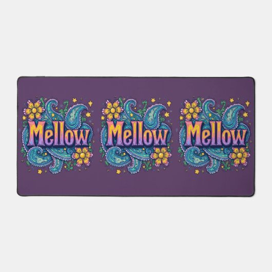 Psychedelische Groovy "Mellow" Retro Hippie Art Bureaumat (Voorkant)