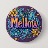 Psychedelische Groovy "Mellow" Retro Hippie Art Ronde Button 7,6 Cm (Voorkant)