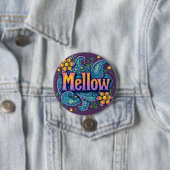 Psychedelische Groovy "Mellow" Retro Hippie Art Ronde Button 7,6 Cm (In situ)