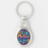 Psychedelische Groovy "Mellow" Retro Hippie Art Sleutelhanger (Voorkant)