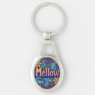 Psychedelische Groovy 'Mellow' Retro Hippie Kunst Sleutelhanger