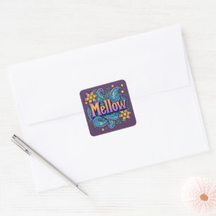 Psychedelische Groovy 'Mellow' Retro Hippie Kunst Vierkante Sticker