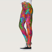 Psychedelische Groovy Rode en Groene Wilde Bloemen Leggings (Links)