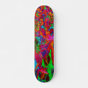 Psychedelische Groovy Rode en Groene Wilde Bloemen Persoonlijk Skateboard