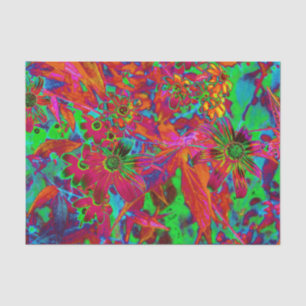 Psychedelische Groovy Rode en Groene Wilde Bloemen Tissuepapier