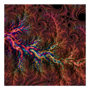 Psychedelische Groovy Trippy Funky Kleurrijke Frac Perfect Poster