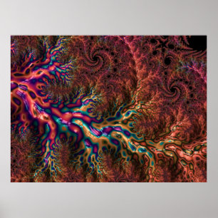 Psychedelische Groovy Trippy Funky Kleurrijke Frac Poster