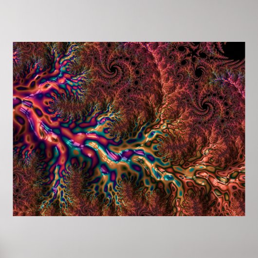 Psychedelische Groovy Trippy Funky Kleurrijke Frac Poster (Voorkant)