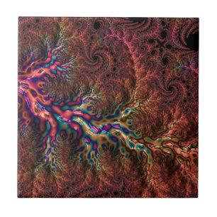 Psychedelische Groovy Trippy Funky Kleurrijke Frac Tegeltje