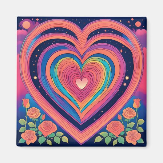 Psychedelische Harten & Galactische Rozen Magneet (Voorkant)