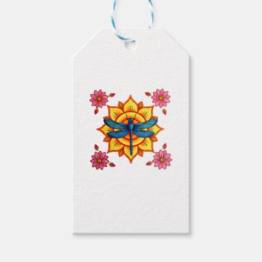 Psychedelische Heilige Geometrie Mandala Insect Na Cadeaulabel (Voorkant)