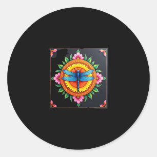 Psychedelische Heilige Geometrie Mandala Insect Na Ronde Sticker