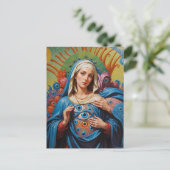 Psychedelische Heilige Kwaad Oog Bescherming Mary Briefkaart (Staand voorkant)