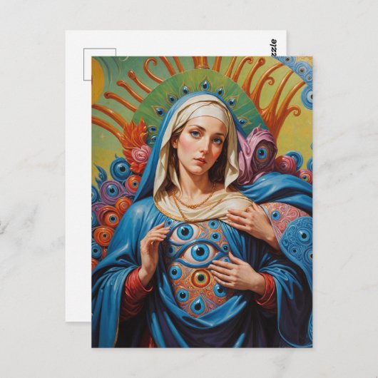 Psychedelische Heilige Kwaad Oog Bescherming Mary Briefkaart (Voorkant / Achterkant)