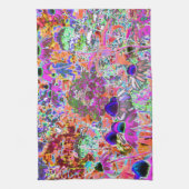 Psychedelische hete roze en limoengroene tuinvloei theedoek (Verticaal)