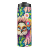 Psychedelische Hippie Puppy Groovy Douchegordijn Thermosbeker (Voorkant)