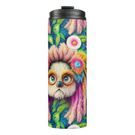 Psychedelische Hippie Puppy Groovy Douchegordijn Thermosbeker