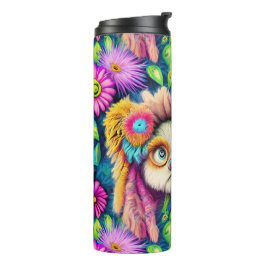 Psychedelische Hippie Puppy Groovy Douchegordijn Thermosbeker