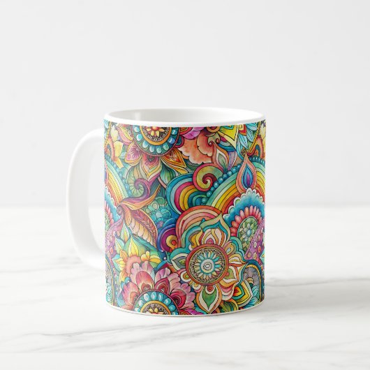 Psychedelische Hippie Swirl Mok (Voorkant links)