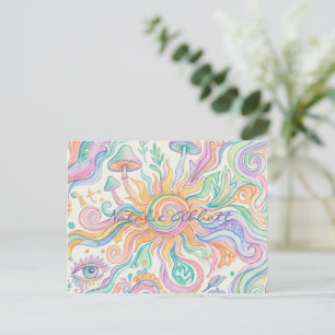 Psychedelische Hippie Zachte Waterverf Briefkaart