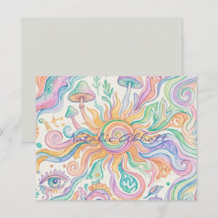 Psychedelische Hippie Zachte Waterverf Notitiekaartje