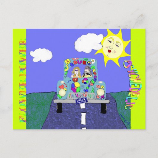 Psychedelische Hippies en gekleurd Briefkaart van (Voorkant)