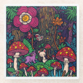 Psychedelische houten glazen onderzetter (Voorkant)