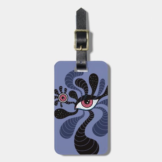 Psychedelische Hypnotische Kunst Griezelige Dubbel Bagagelabel (Voorkant verticaal)