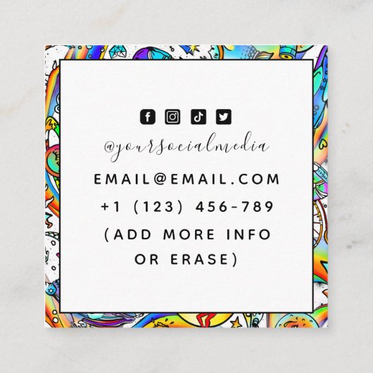 Psychedelische Illustratie Tattoo Artiest Creatief Vierkante Visitekaartje (Achterkant)