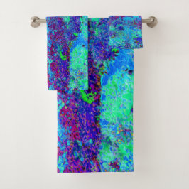 Psychedelische Impressionistische Blauwe Tuin Land Bad Handdoek