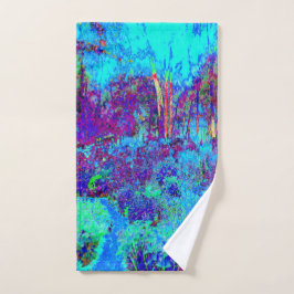 Psychedelische Impressionistische Blauwe Tuin Land Handdoek
