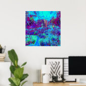 Psychedelische Impressionistische Blauwe Tuin Land Poster (Thuiskantoor)
