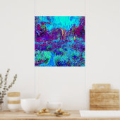 Psychedelische Impressionistische Blauwe Tuin Land Poster (Keuken)