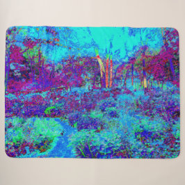 Psychedelische Impressionistische Blauwe Tuin Land Sherpa Deken