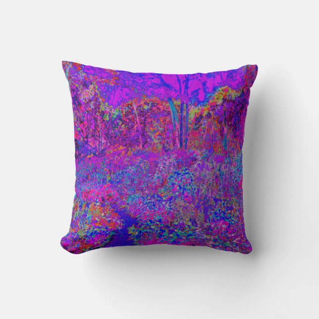 Psychedelische Impressionistische Paarse Landschap Kussen (Voorkant)