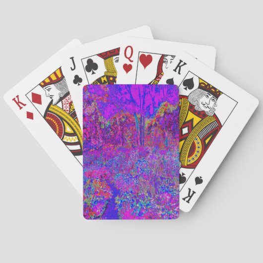 Psychedelische Impressionistische Paarse Landschap Pokerkaarten (Achterkant)
