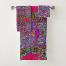 Psychedelische Impressionistische Tuin Landschap Bad Handdoek