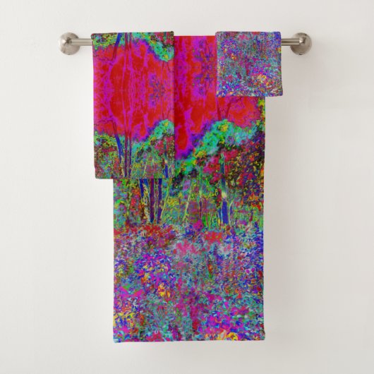 Psychedelische Impressionistische Tuin Landschap Bad Handdoek (Insitu)