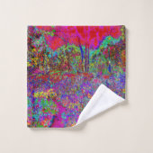 Psychedelische Impressionistische Tuin Landschap Bad Handdoek (Wasdoekje)