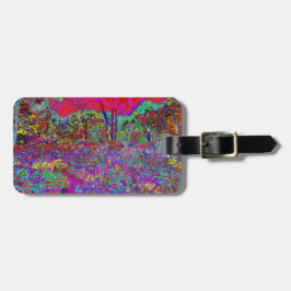 Psychedelische Impressionistische Tuin Landschap Bagagelabel