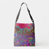 Psychedelische Impressionistische Tuin Landschap Crossbody Tas (Achterkant)
