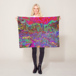 Psychedelische Impressionistische Tuin Landschap Fleece Deken