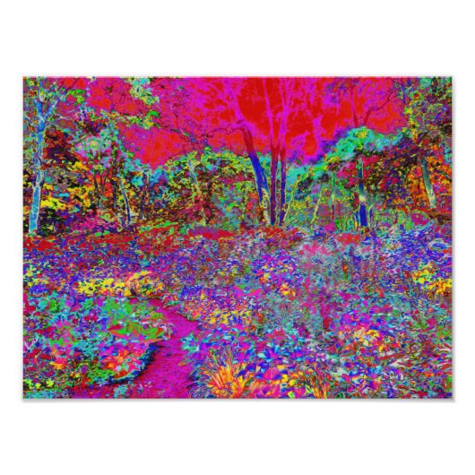 Psychedelische Impressionistische Tuin Landschap Foto Afdruk (Voorkant)