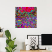 Psychedelische Impressionistische Tuin Landschap Poster (Thuiskantoor)