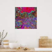 Psychedelische Impressionistische Tuin Landschap Poster (Keuken)