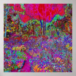 Psychedelische Impressionistische Tuin Landschap Poster