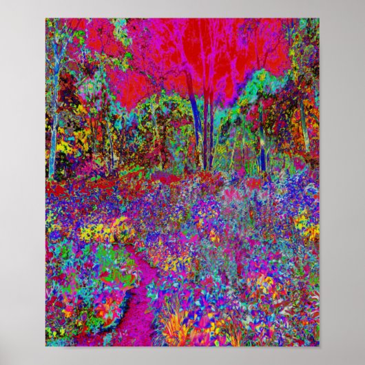 Psychedelische Impressionistische Tuin Landschap Poster (Voorkant)
